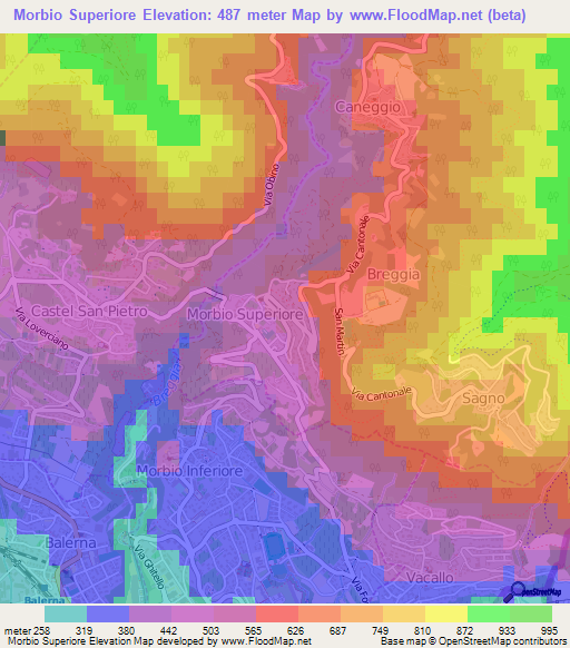 Morbio Superiore,Switzerland Elevation Map