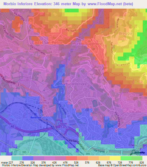 Morbio Inferiore,Switzerland Elevation Map