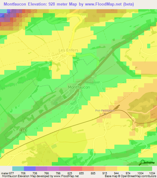 Montfaucon,Switzerland Elevation Map