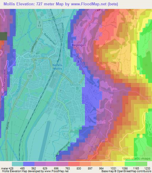 Mollis,Switzerland Elevation Map