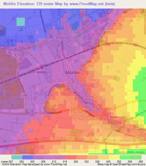 Mohlin,Switzerland Elevation Map