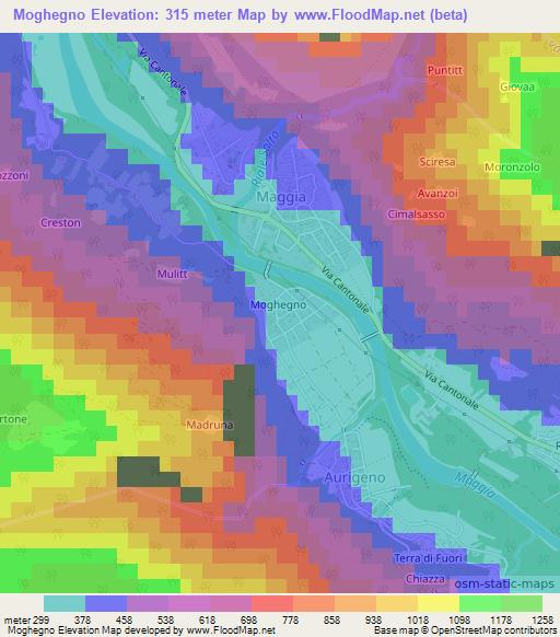 Moghegno,Switzerland Elevation Map