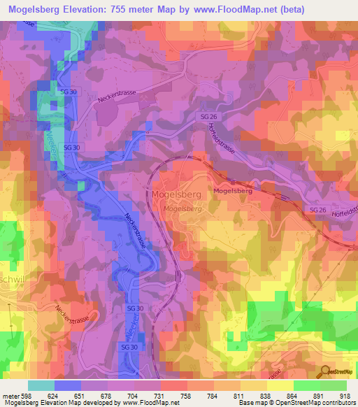 Mogelsberg,Switzerland Elevation Map