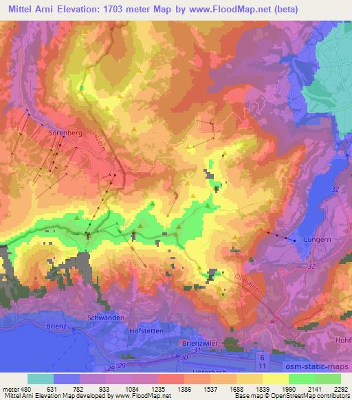 Mittel Arni,Switzerland Elevation Map