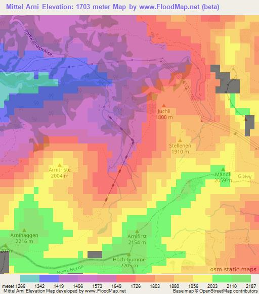 Mittel Arni,Switzerland Elevation Map