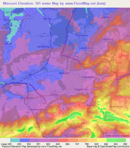 Miecourt,Switzerland Elevation Map