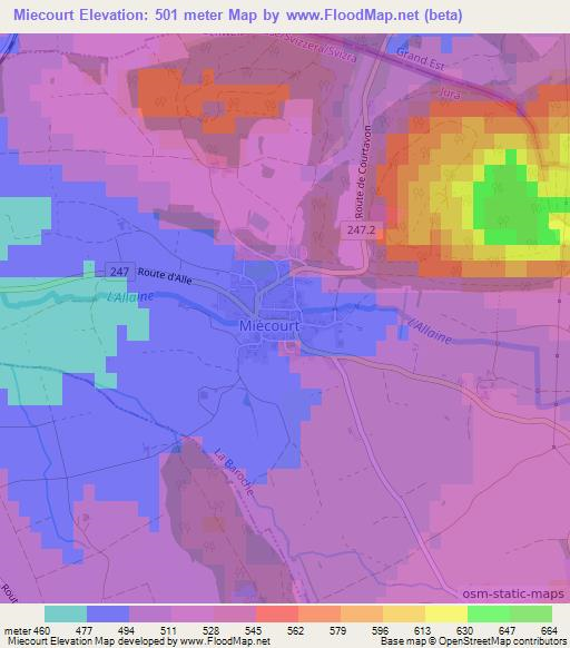 Miecourt,Switzerland Elevation Map