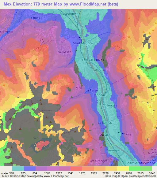 Mex,Switzerland Elevation Map