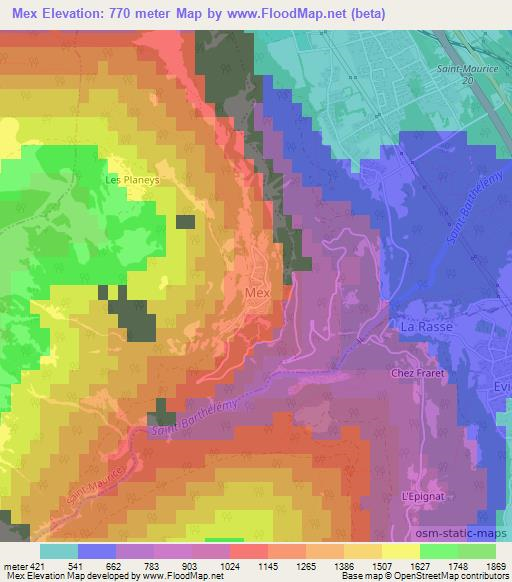 Mex,Switzerland Elevation Map