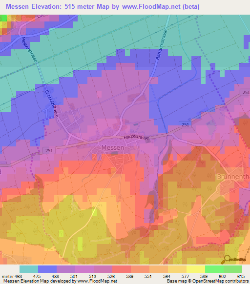 Messen,Switzerland Elevation Map