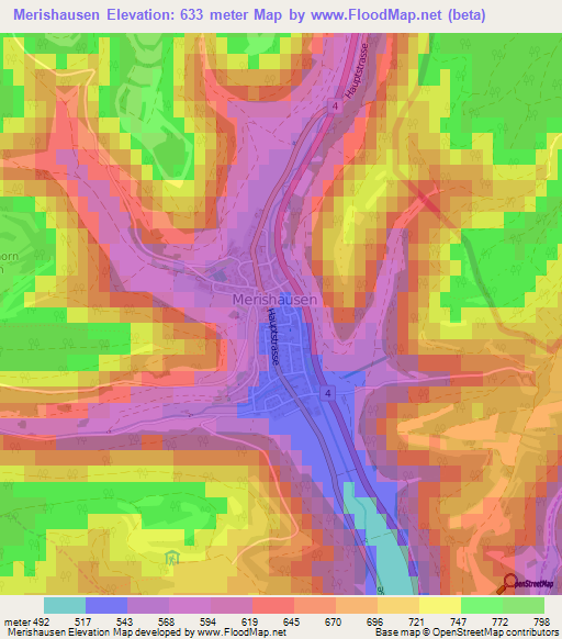 Merishausen,Switzerland Elevation Map