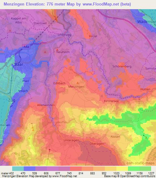 Menzingen,Switzerland Elevation Map