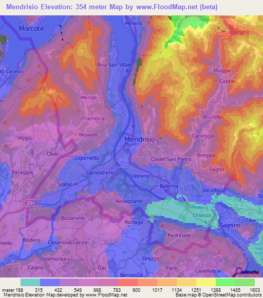 Mendrisio,Switzerland Elevation Map