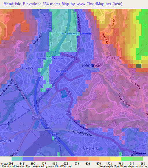 Mendrisio,Switzerland Elevation Map