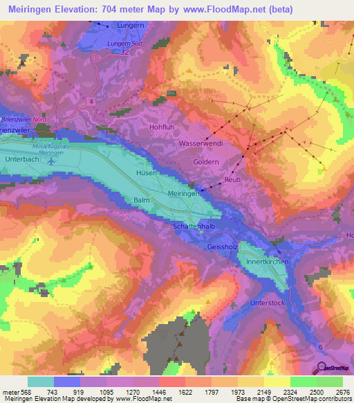 Meiringen,Switzerland Elevation Map