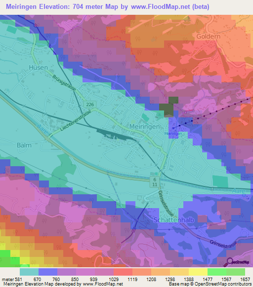 Meiringen,Switzerland Elevation Map