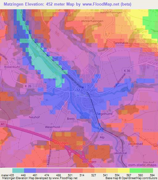 Matzingen,Switzerland Elevation Map