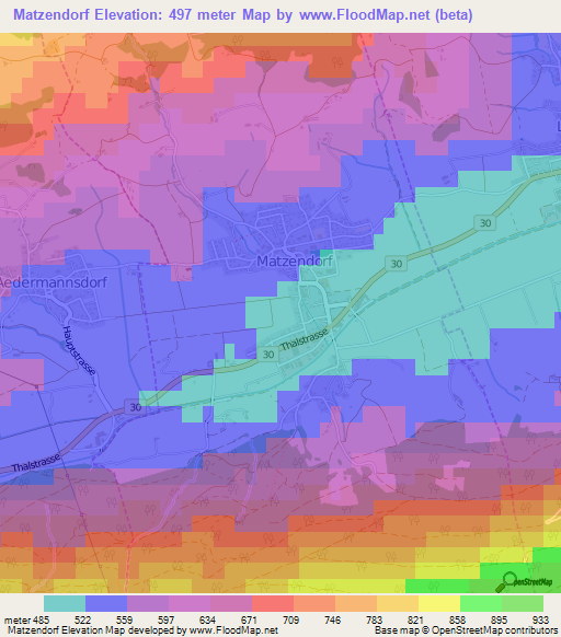 Matzendorf,Switzerland Elevation Map