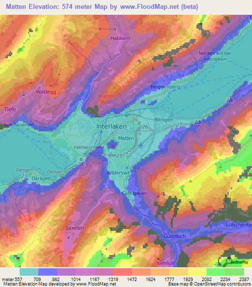 Matten,Switzerland Elevation Map