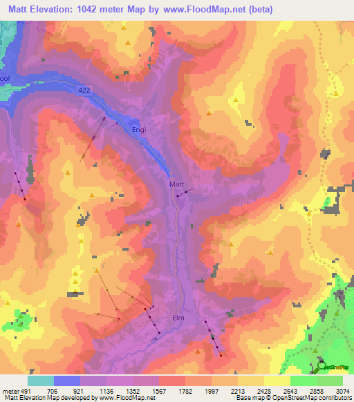 Matt,Switzerland Elevation Map