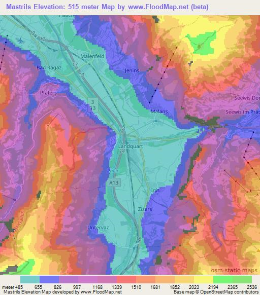 Mastrils,Switzerland Elevation Map