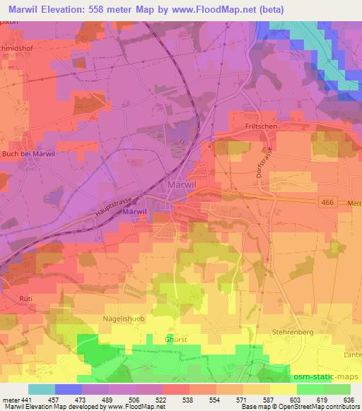 Marwil,Switzerland Elevation Map