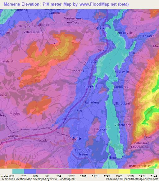 Marsens,Switzerland Elevation Map