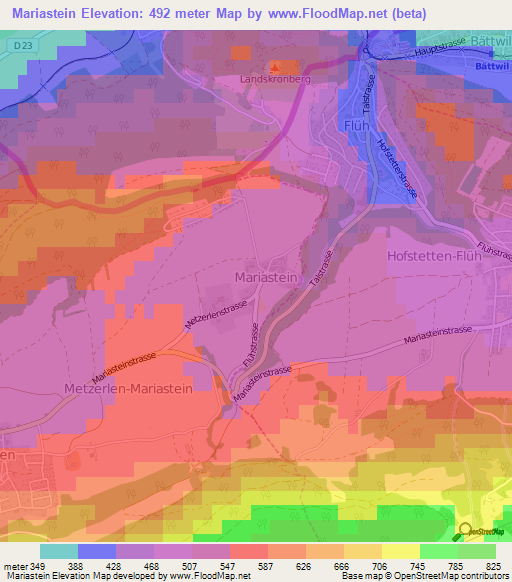 Mariastein,Switzerland Elevation Map