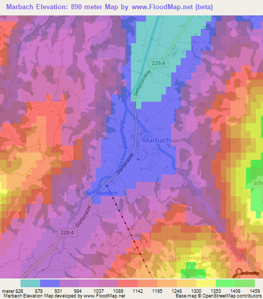 Marbach,Switzerland Elevation Map