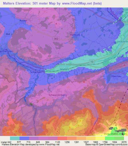 Malters,Switzerland Elevation Map