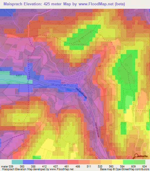 Maisprach,Switzerland Elevation Map