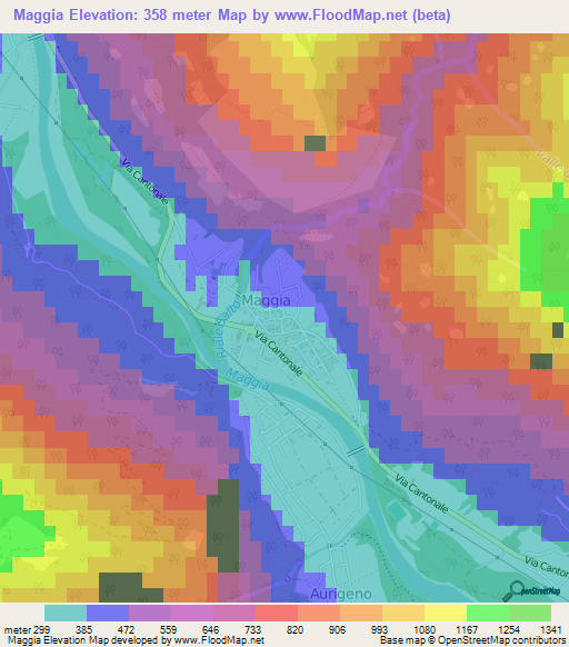 Maggia,Switzerland Elevation Map