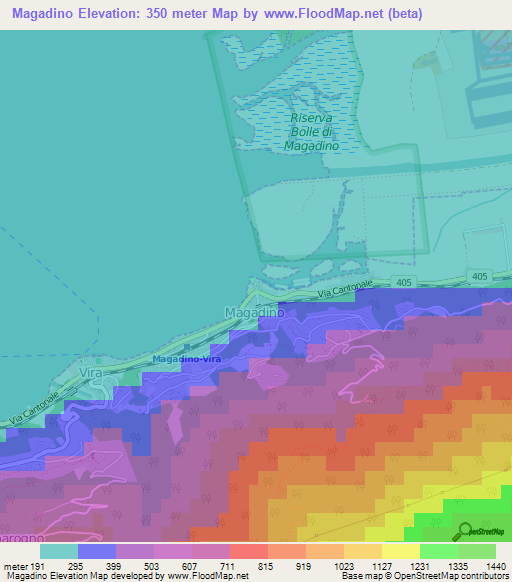 Magadino,Switzerland Elevation Map