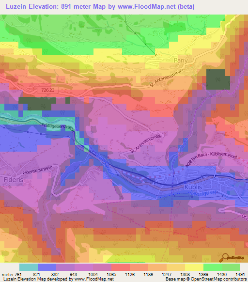 Luzein,Switzerland Elevation Map