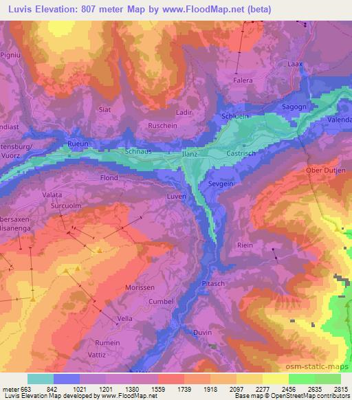 Luvis,Switzerland Elevation Map