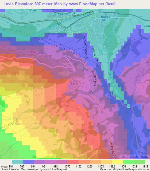 Luvis,Switzerland Elevation Map