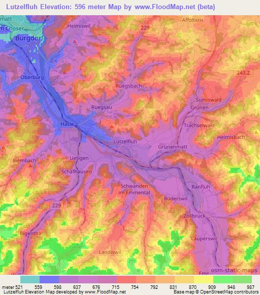 Lutzelfluh,Switzerland Elevation Map