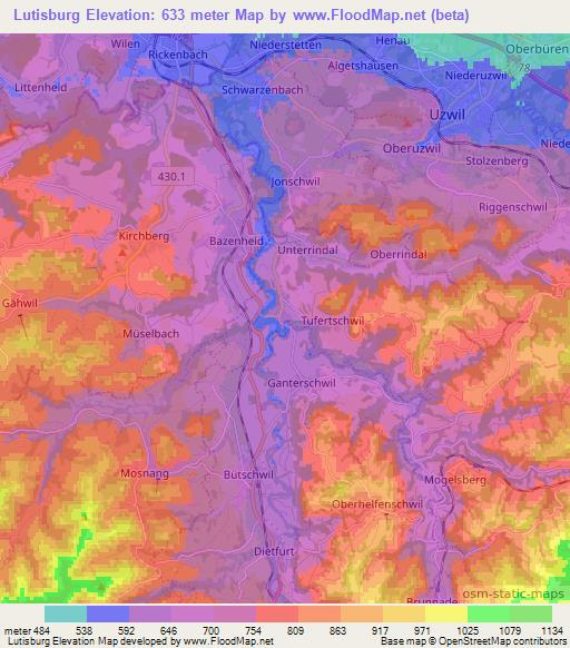 Lutisburg,Switzerland Elevation Map