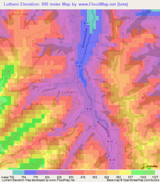 Luthern,Switzerland Elevation Map