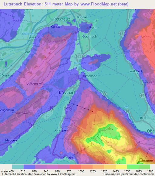 Luterbach,Switzerland Elevation Map