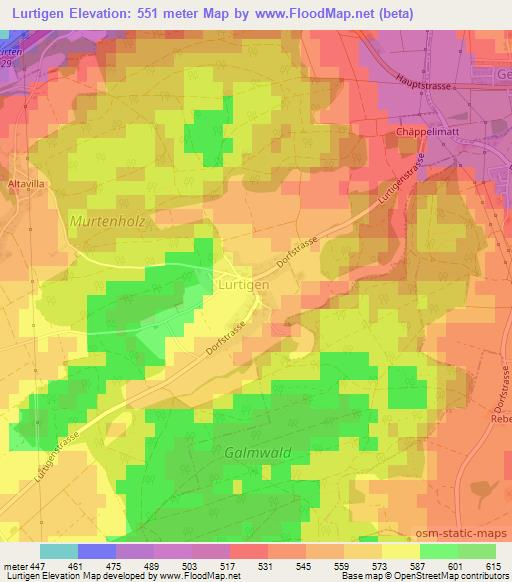 Lurtigen,Switzerland Elevation Map