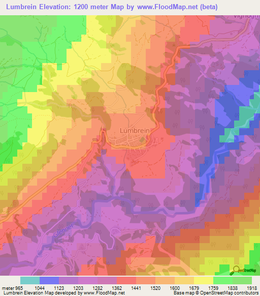 Lumbrein,Switzerland Elevation Map