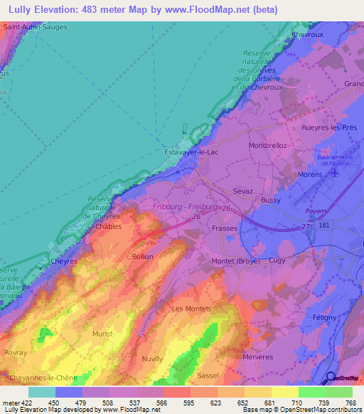 Lully,Switzerland Elevation Map