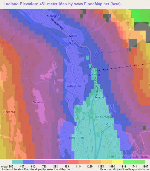 Ludiano,Switzerland Elevation Map