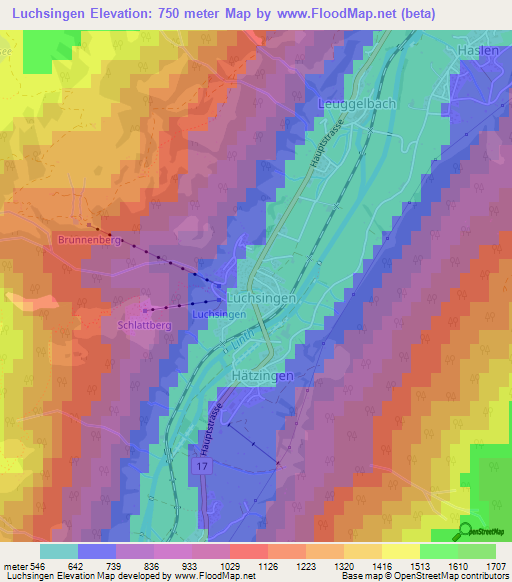 Luchsingen,Switzerland Elevation Map