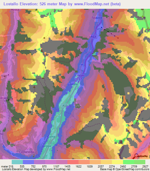 Lostallo,Switzerland Elevation Map