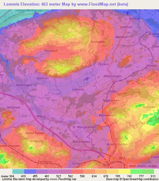 Lommis,Switzerland Elevation Map