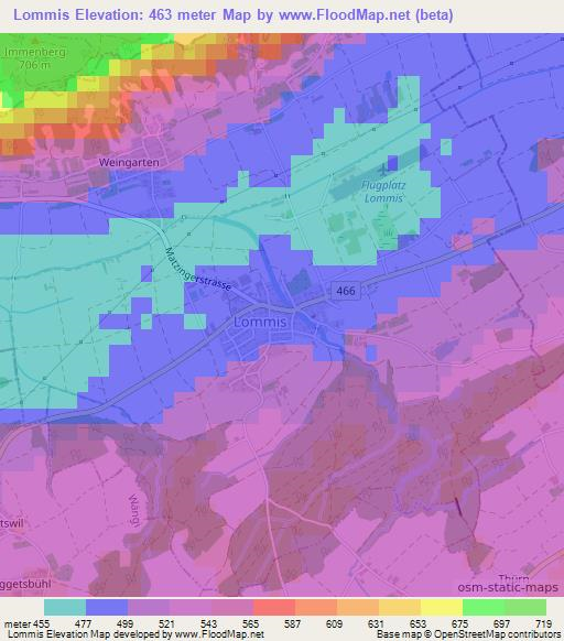 Lommis,Switzerland Elevation Map