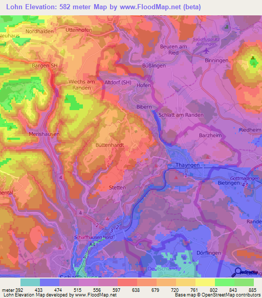 Lohn,Switzerland Elevation Map