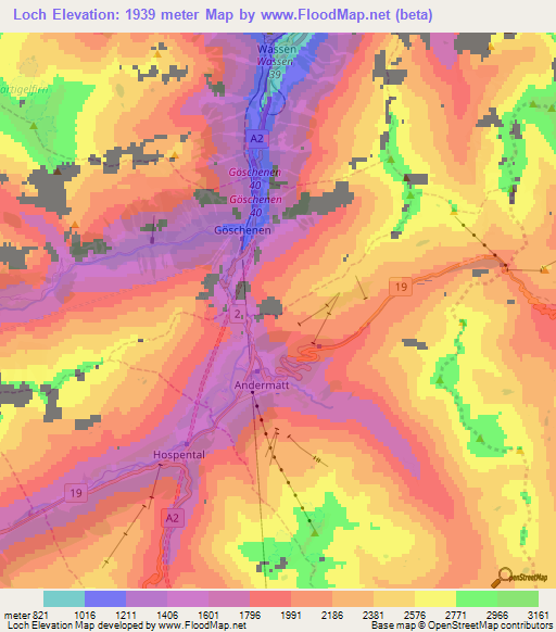 Loch,Switzerland Elevation Map